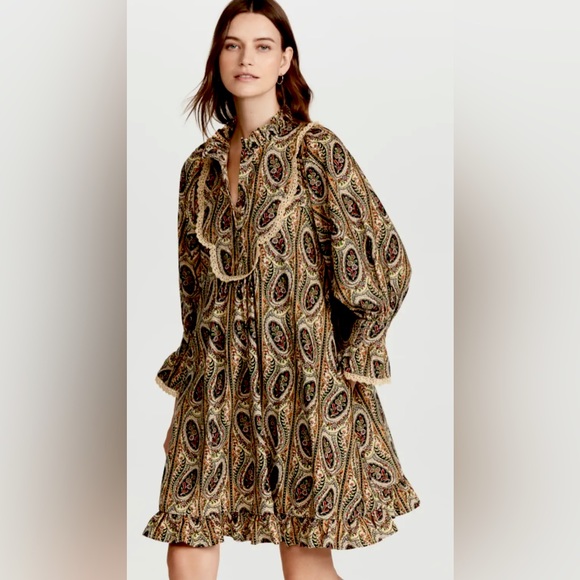 Baby Cord Mini Dress Vintage Paisley